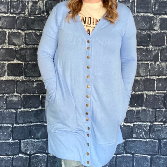 Plus Size Blue Cardigan - Picture 3 of 3